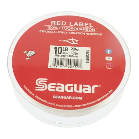 Seaguar Red Label 100% Fluorocarbon Fishing Line 10lbs  200yds Break Strength/Length - 10RM250