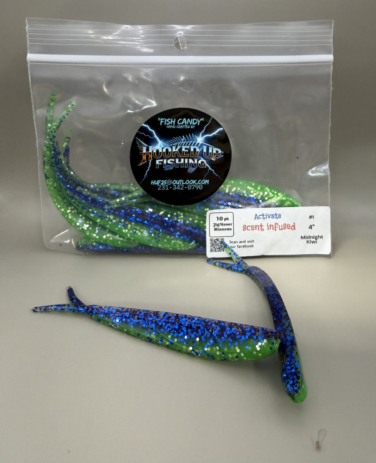 Jigging Minnow 4" #1 Midnight Kiwi image 0