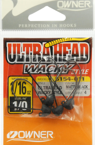 Owner 5154-011 Ultrahead Wacky Jighead 1/16 oz 1/0 Hook Black