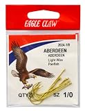 Eagle Claw Aberdeen Light Wire Non-Offset Hook  Gold  Size 10  10 Pack