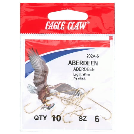 Eagle Claw Aberdeen Light Wire Non-Offset Fishing Hook  Gold